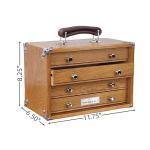 INWINACALT Oak Wood 4 Drawers Portable Toolbox, Leather Handle, FT0104