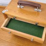 INWINACALT Oak Wood 4 Drawers Portable Toolbox, Leather Handle, FT0104