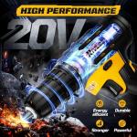 Cordless Drill Set,21+1Torque,20V Electric Power Drill with 2000mAh Battery and 2A Charger,Equipped with Keyless Chuck,34pcs Drill Bit Set with LED Light for DIY Projects,Yellow