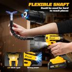 Cordless Drill Set,21+1Torque,20V Electric Power Drill with 2000mAh Battery and 2A Charger,Equipped with Keyless Chuck,34pcs Drill Bit Set with LED Light for DIY Projects,Yellow