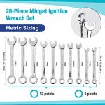 DURATECH Mini Wrench Set, Midget Combination Wrench Set, 20-Piece, Metric & SAE, 4-11mm & 5/32" - 7/16", Lightweight, with Rolling Pouch