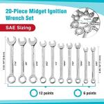 DURATECH Mini Wrench Set, Midget Combination Wrench Set, 20-Piece, Metric & SAE, 4-11mm & 5/32" - 7/16", Lightweight, with Rolling Pouch