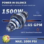 VEVOR Electric Pressure Washer, 2000 PSI, Max 1.65 GPM Power Washer w/ 30 ft Hose & Reel, 5 Quick Connect Nozzles, Foam Cannon, Portable to Clean Patios, Cars, Fences, Driveways, ETL Listed