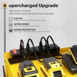 Spampur Power Tool Organizer Wall Mount with Charging Station,Garage Metal Cabinet 15 Min Quick Assembly & Max 150lb load with 6 Outlet Power Strip, 8 Slots Cordless Drill for Workshop/Shed/Tool Room