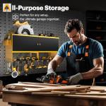 Spampur Power Tool Organizer Wall Mount with Charging Station,Garage Metal Cabinet 15 Min Quick Assembly & Max 150lb load with 6 Outlet Power Strip, 8 Slots Cordless Drill for Workshop/Shed/Tool Room