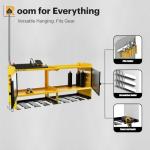 Spampur Power Tool Organizer Wall Mount with Charging Station,Garage Metal Cabinet 15 Min Quick Assembly & Max 150lb load with 6 Outlet Power Strip, 8 Slots Cordless Drill for Workshop/Shed/Tool Room