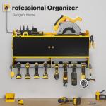 Spampur Power Tool Organizer Wall Mount with Charging Station,Garage Metal Cabinet 15 Min Quick Assembly & Max 150lb load with 6 Outlet Power Strip, 8 Slots Cordless Drill for Workshop/Shed/Tool Room