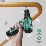 Cordless Drill Set,12V Power Drill Driver 3/8" Keyless Chuck with 92 Acessories, Built-in LED Light, 25+1 Position, Electric Drill for Home DIY Projects（Cyan）