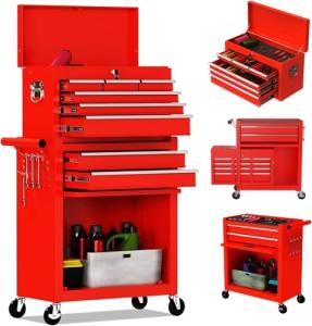 DUSACOM 8-Drawer High Capacity Rolling Tool Chest, Removable Cabinet Storage Tool Box with Wheels and Drawers