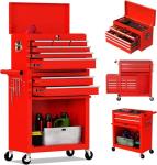 DUSACOM 8-Drawer High Capacity Rolling Tool Chest, Removable Cabinet Storage Tool Box with Wheels and Drawers