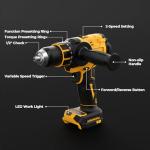 Cordless Hammer Drill Compatible with Dewalt 20V MAX Battery(No Battery)20V Brushless Drill, 1/2" Cordless Drill for Concrete with Variable Speed