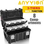 Anyyion Tool Box, 3-Tiers Multi-Function Storage Portable Toolbox Organizer, Stackable.