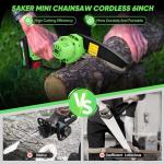 Saker Mini Chainsaw|6 Inch Chainsaw[2025 Upgraded]|Mini Cordless Electric Chain Saw|Small Handheld Portable Chainsaw Battery Powered Chain Saw for Tree Trimmer and Garden,Christmas Gifts for Men Women