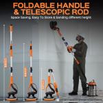 Drywall Sander Tool, KUPERIA 8.5 Amp Popcorn Ceiling Removal Tool with 7 Variable Speed 800-1800RPM,Electric Drywall Sander with Extendable Handle,LED Light,6 Basic Sand Paper& 6 Grid Sandpaper,Orange