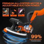 Drywall Sander Tool, KUPERIA 8.5 Amp Popcorn Ceiling Removal Tool with 7 Variable Speed 800-1800RPM,Electric Drywall Sander with Extendable Handle,LED Light,6 Basic Sand Paper& 6 Grid Sandpaper,Orange