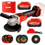 DOGTOOTH Max 21V 4-1/2'' Cordless Angle Grinder Set with 2 * 4.0 Ah Batteries, Compatible with Makita 18V Battery, Brushless Motor, Max10000 RPM, Charger, 4 Cutting&Grinding Discs and Carry Case