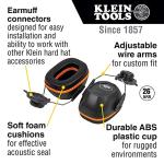 Klein Tools 60502 Ear Muffs with Hard Hat Full Brim Attachment, 26dB NRR, for Construction, Manufacturing, Maintenance, Woodworking