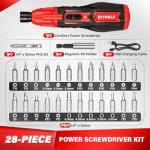 DIYSELF Stocking Stuffers, Electric Screwdriver Cordless Rechargeable 3.7V Power Screwdriver with LED, Christmas Gifts for Men, Includes Bits, Magnetic Bit Holder, USB Charging Cable, Carrying (Red)