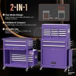 Pataku 8 Drawer Tool Chest with Wheels, 2-in-1 Detachable Rolling Tool Chest with Drawers, Large Tool Cart on Lockable Wheels, Metal Tool Box for Garage/Workshop(Purple)
