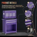 Pataku 8 Drawer Tool Chest with Wheels, 2-in-1 Detachable Rolling Tool Chest with Drawers, Large Tool Cart on Lockable Wheels, Metal Tool Box for Garage/Workshop(Purple)