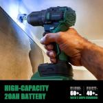 SCHNEIDER 20V MAX Cordless Drill Driver, Brushless, 619 in-lbs, 1/2 Inch Electric Drill, 2 Speed, 2 Batteries and Charger Included