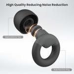 JUSTRVN Ear Plugs for Sleeping, 2 Pairs of Reusable Earplugs for Noise Reduction 25dB-30dB with 8 Ear Tips, Soft Hearing Protection Ear Plugs for Concert,Noise Sensitivity, Study & Work, Black