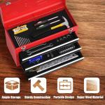 Goplus Tool Box with 3 Drawers, 4-Tier 20.5" Portable Tool Chest Organizer with Top Tool Tray, Auto Lock, Protective Liner, Handle, Steel Metal Small Toolbox for Gargae, Workshop, Home