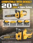 14 Inch Brushless Electric Chainsaw Cordless for Dewalt 20V Battery, Compact Chain Saw with Auto Oiler, Low Kickback, Battery Powered Chainsaw for Tree Trimming, Storm Clean-Up, Wood Cutting, Pruning