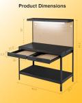 Work Benches for Garage, Heavy Duty Workbench with Drawers Lights Pegboard & 12 Hooks, 600LBS Capacity Suitable for Tool Organizers and Storage, for Garage Workshop Basement Workshop Garden & Shop