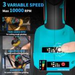 Hlrmsat Cordless Angle Grinder 5-Inch,21V Brushless Power Grinder Tool with 2x6.0Ah Battery & Charger,10000RPM Variable Speed Amoladora Angular,Esmeriladora for Metal Cutting,Grinding,Polishing