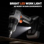 Litheli 20V Cordless Drill Driver Set, Electric Power Drill with 2 Variable Speed Settings, 1/2 Inch Keyless Chuck, 21+1 Clutch Settings with Maximum Torque of 443 In-lbs