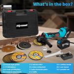 Hlrmsat Cordless Angle Grinder 5-Inch,21V Brushless Power Grinder Tool with 2x6.0Ah Battery & Charger,10000RPM Variable Speed Amoladora Angular,Esmeriladora for Metal Cutting,Grinding,Polishing
