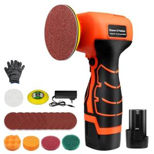 Cordless Sander, 3" Palm Sander with 16.8V 3.0Ah Li-ion Battery, 3500RPM Mini Polisher, 19 Accessories Sanders Tool for Sanding/Polishing/Waxing/Cleaning