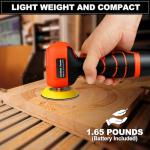Cordless Sander, 3" Palm Sander with 16.8V 3.0Ah Li-ion Battery, 3500RPM Mini Polisher, 19 Accessories Sanders Tool for Sanding/Polishing/Waxing/Cleaning