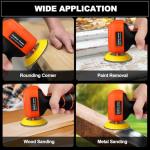 Cordless Sander, 3" Palm Sander with 16.8V 3.0Ah Li-ion Battery, 3500RPM Mini Polisher, 19 Accessories Sanders Tool for Sanding/Polishing/Waxing/Cleaning