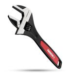 ARROW 8-Inch Adjustable Wrench, Cr-V Steel, Wide Jaw Black Oxide Wrench with Inch/Metric Laser Scales, Non-Slip Grip & Hanging Hole, for Home, Garage, Workshop and DIY