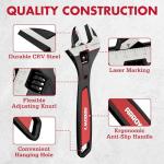 ARROW 8-Inch Adjustable Wrench, Cr-V Steel, Wide Jaw Black Oxide Wrench with Inch/Metric Laser Scales, Non-Slip Grip & Hanging Hole, for Home, Garage, Workshop and DIY