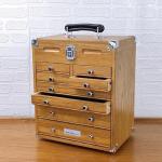 INWINACALT Oak Tool Chest, 8-Drawer Portable Handle with Chrome Hardware,Red Oak Color