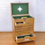 INWINACALT Oak Tool Chest, 8-Drawer Portable Handle with Chrome Hardware,Red Oak Color