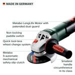 Metabo 4-1/2-5-Inch Angle Grinder, 11 Amp, 11,000 RPM, Non-Locking Paddle Switch, Made in Germany, WP 11-125 Quick, 603624420, Green
