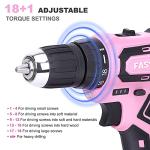 FASTPRO 177-Piece 20V Pink Cordless Lithium-ion Drill Driver and Home Tool Set, Lady's Home Repairing Tool Kit with Drill in Storage Case