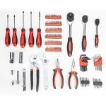 CARTMAN 205 Piece Ratchet Wrench Tool Set 1/4" & 3/8" & 1/2" Drive with SAE/Metric Sockets Kit in Plastic Toolbox