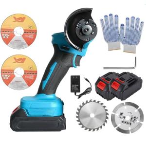 Cordless Mini Angle Grinder, 3-Inch Brushless Angle Grinder 22000 RPM with 2x 21V 2.0Ah Batteries, 4pcs Cutting Discs, 300W Power Electric Grinder Tool for Metal Wood Polishing Rust Removal