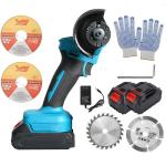 Cordless Mini Angle Grinder, 3-Inch Brushless Angle Grinder 22000 RPM with 2x 21V 2.0Ah Batteries, 4pcs Cutting Discs, 300W Power Electric Grinder Tool for Metal Wood Polishing Rust Removal