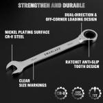 12-Piece Ratchet Wrench Set, Metric 6-18mm Ratchet Combination Wrenches Set, 12-Point 72-Tooth Ratcheting Spanners with Magnetic Base Organizer, Chrome Vanadium Steel for Automotive Mechanic Tool