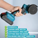 Cordless Mini Angle Grinder, 3-Inch Brushless Angle Grinder 22000 RPM with 2x 21V 2.0Ah Batteries, 4pcs Cutting Discs, 300W Power Electric Grinder Tool for Metal Wood Polishing Rust Removal