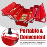 YATOINTO Metal Cantilever Tool Box 18 Inch, 3 Layers 5 Tray Portable Fold Out Tool Box Organizer Storage for Home Studio Auto Repair Factory 18" * 8 "* 8"