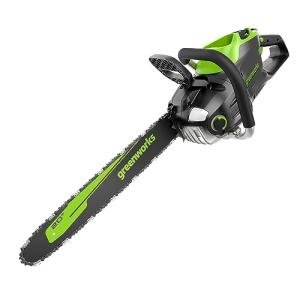 Greenworks 80V 20" Brushless Cordless Chainsaw (Great For Tree Felling, Limbing, Pruning, and Firewood), 75+ Compatible Tools, Tool Only, Green