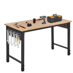 Attracoast 2000LB Heavy-Duty & 47" Adjustable Garage Workbench with Locking Casters - Portable Workbench with 20 Hooks & Outlets
