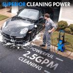 Power washers for Home, 4 Quick-Connect Nozzles & Adjustable Soap Tank Washers for Cars, Driveways, Patios, Fences, Home Cleaning (Blue)